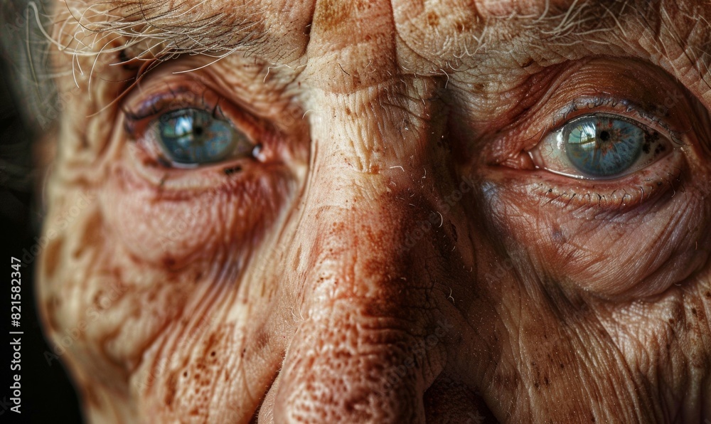 A Close-Up of an Elderly Person's Face A Close-Up of an Elderly Person's Face