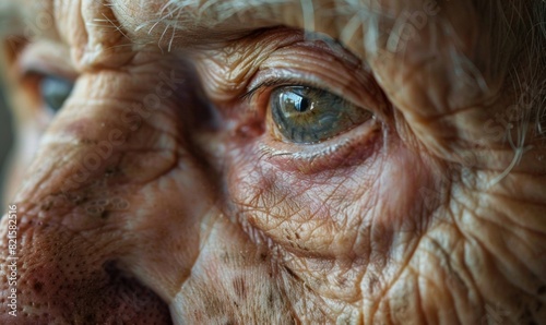A Close-Up of an Elderly Person s Face