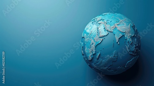 Blue globe  earth map 3D on blue background  business