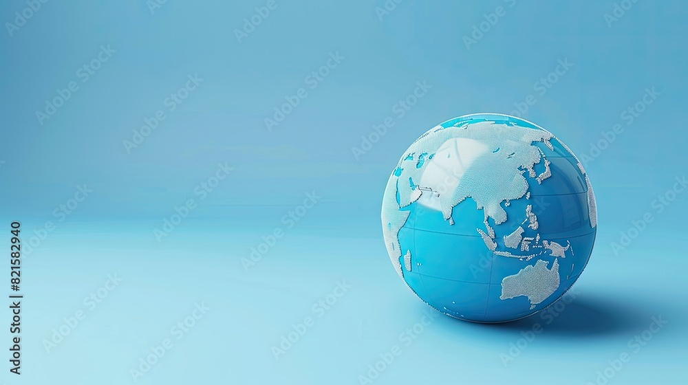 Blue globe earth map 3D on blue background business Blue globe earth map 3D on blue background business