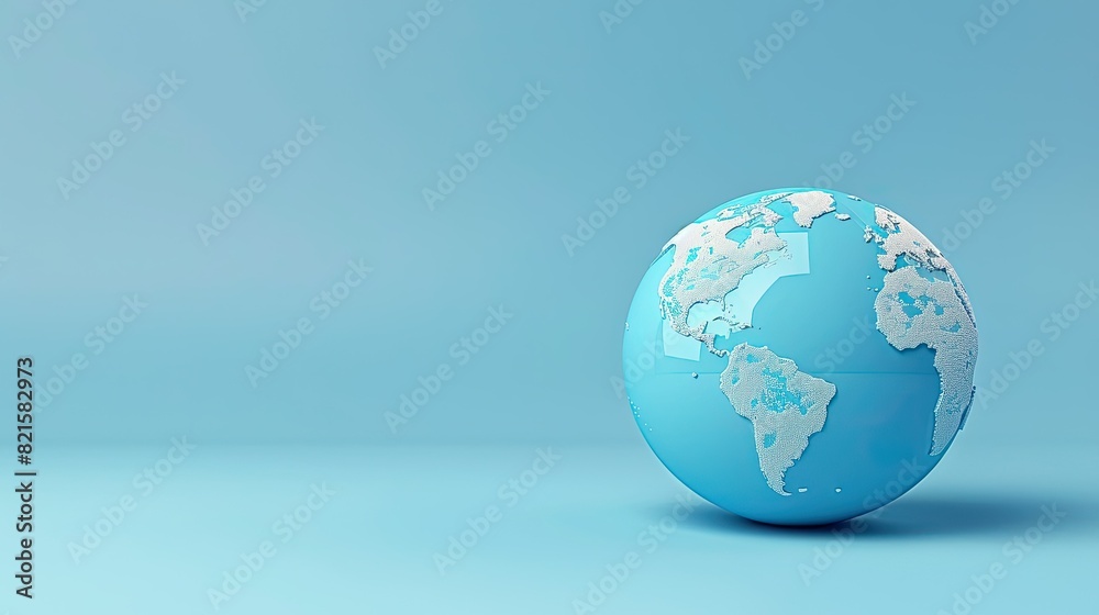 Fototapeta premium Blue globe earth map 3D on blue background business
