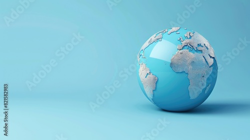 Blue globe  earth map 3D on blue background  business