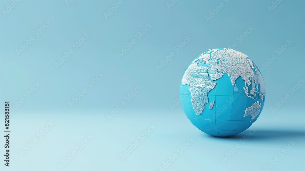 Blue globe earth map 3D on blue background business Blue globe earth map 3D on blue background business