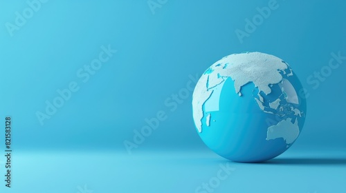 Blue globe  earth map 3D on blue background  business