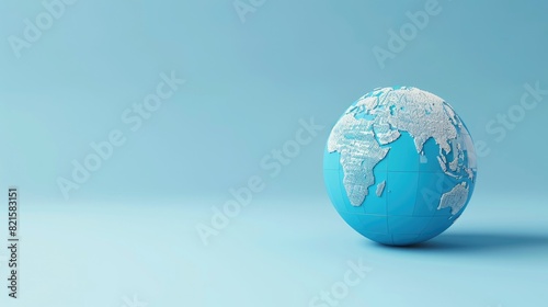 Blue globe  earth map 3D on blue background  business