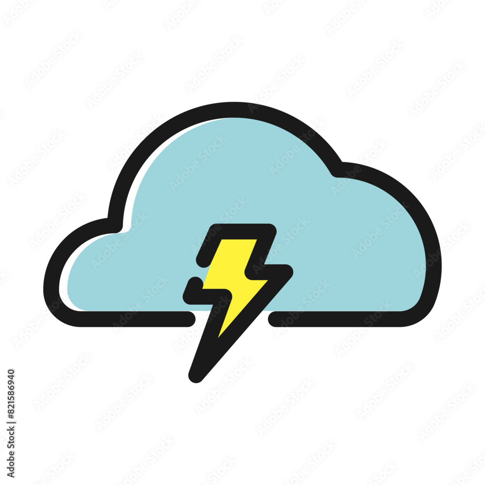 Weather forecast icon, thunderstorm and cloud overcast icon vector.