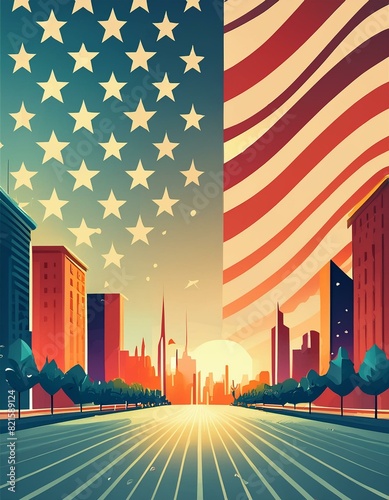 Memorial Day Poster; American flag colors
