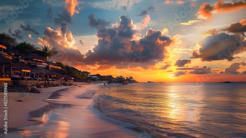 Breathtaking Sunset Serenity at Jimbaran Beach with Seafood Restaurants photo