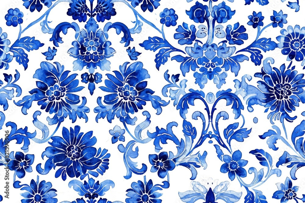 Watercolor Seamless pattern with blue and white Watercolor Seamless pattern with blue and white