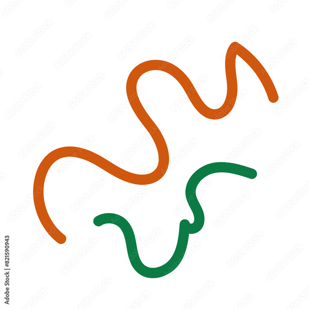 Naklejka premium Green orange squiggly lines decoration 