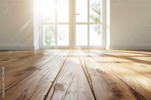 Interior background with wooden floor created with generative ai