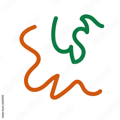 Green orange squiggly lines decoration 