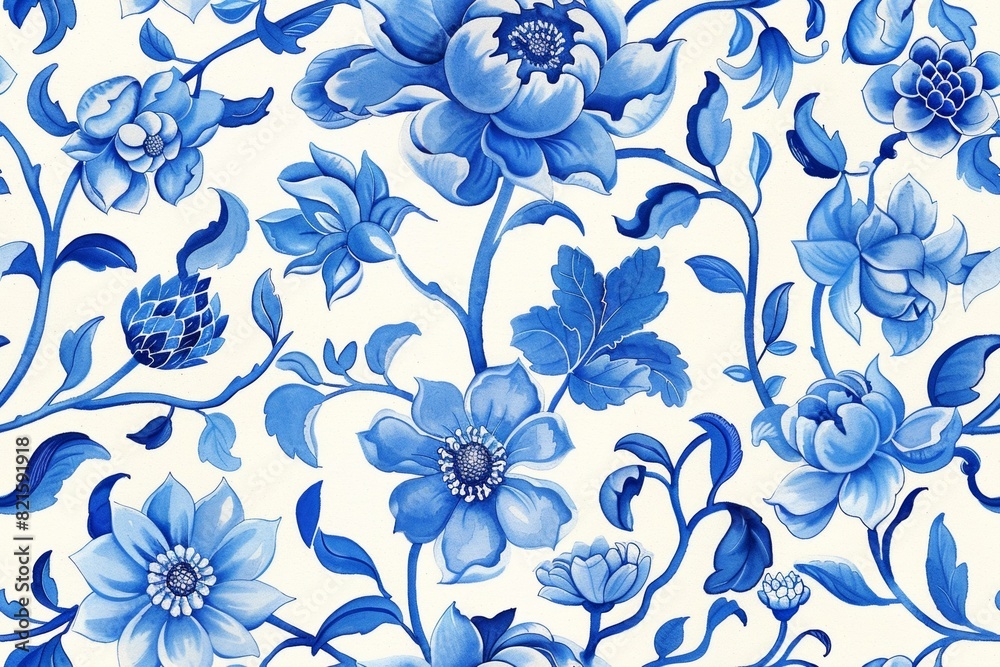 Watercolor Seamless pattern with blue and white Watercolor Seamless pattern with blue and white