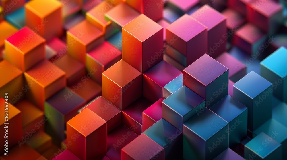 Colorful 3D cubes in futuristic gradient Colorful 3D cubes in futuristic gradient