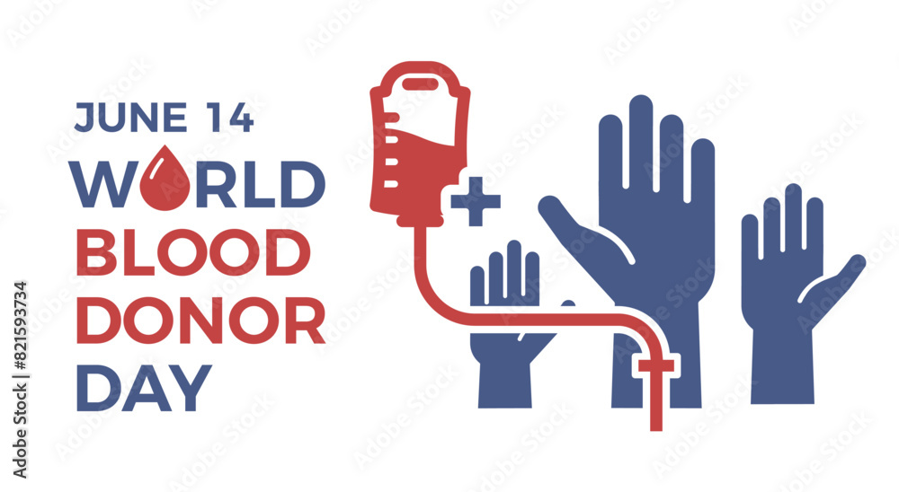world blood donor day june 14 background design. Arm donating transfusion bag vector illustration world blood donor day june 14 background design. Arm donating transfusion bag vector illustration