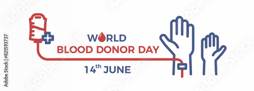 world blood donor day 14th june background design. Arm donating transfusion bag vector illustration