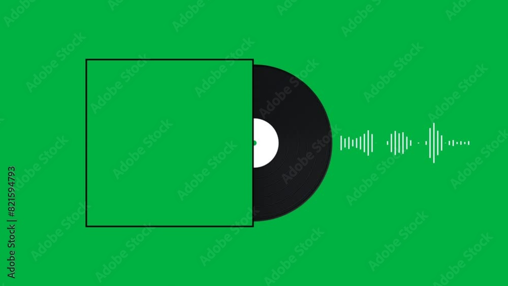 animated cd player and audio spectrum on green screen background