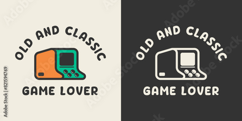 Aesthetic game arcade machine. Retro game lover club printable drawing.