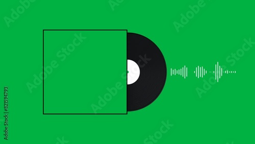 animated cd player and audio spectrum on green screen background