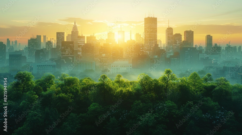 Reverse silhouette of an urban skyline with green rooftops, advocating for sustainable cities, high-resolution, super detailed rendering Reverse silhouette of an urban skyline with green rooftops, advocating for sustainable cities, high-resolution, super detailed rendering