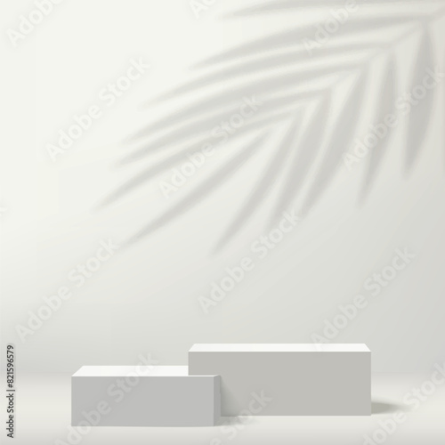 3d white color podium and minimal white wall scene Vector illustration
