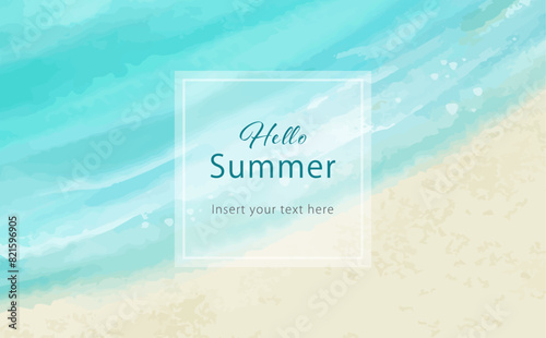 A vector illustration of a watercolor-style background with a sea theme
