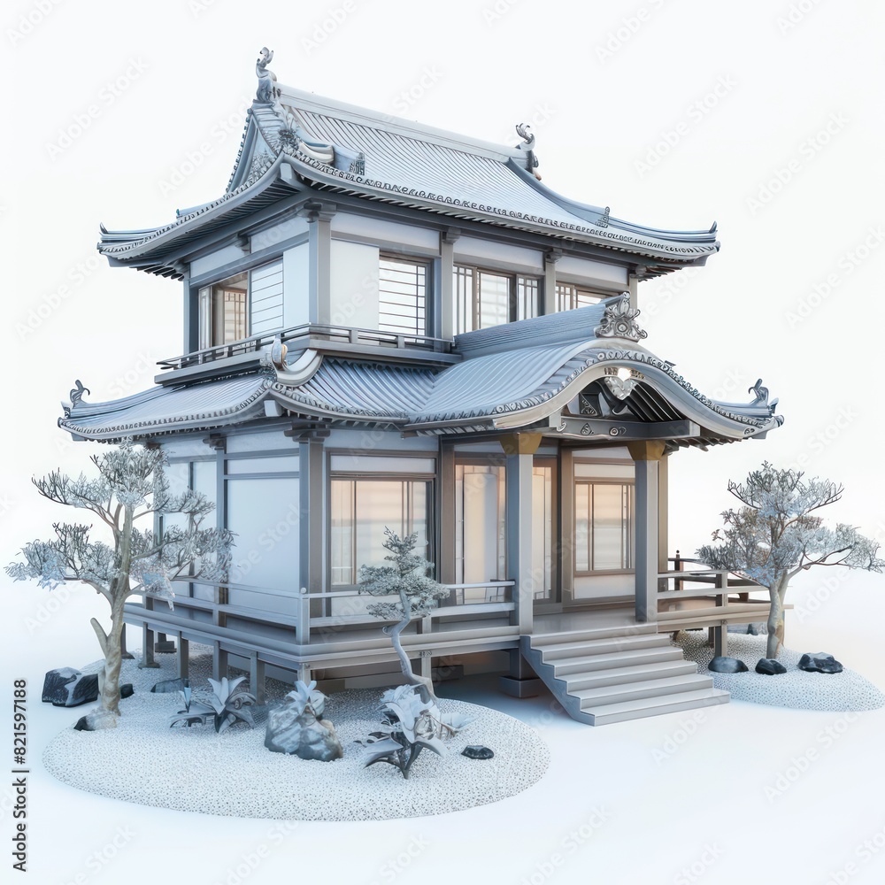 3d rendering of classic house on white background 3d rendering of classic house on white background