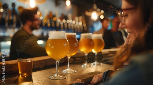With each sip, the glasses of beer offer a taste of relaxation and enjoyment, their effervescence and flavor serving as a welcome reprieve from the hustle and bustle of everyday life. photo