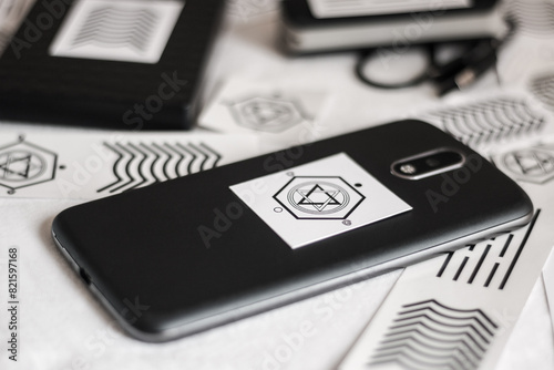 Radionics graphic on a mobile phone . Documentary Publishing