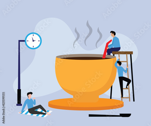 business man relaxing on coffee break 2d flat vector illustration