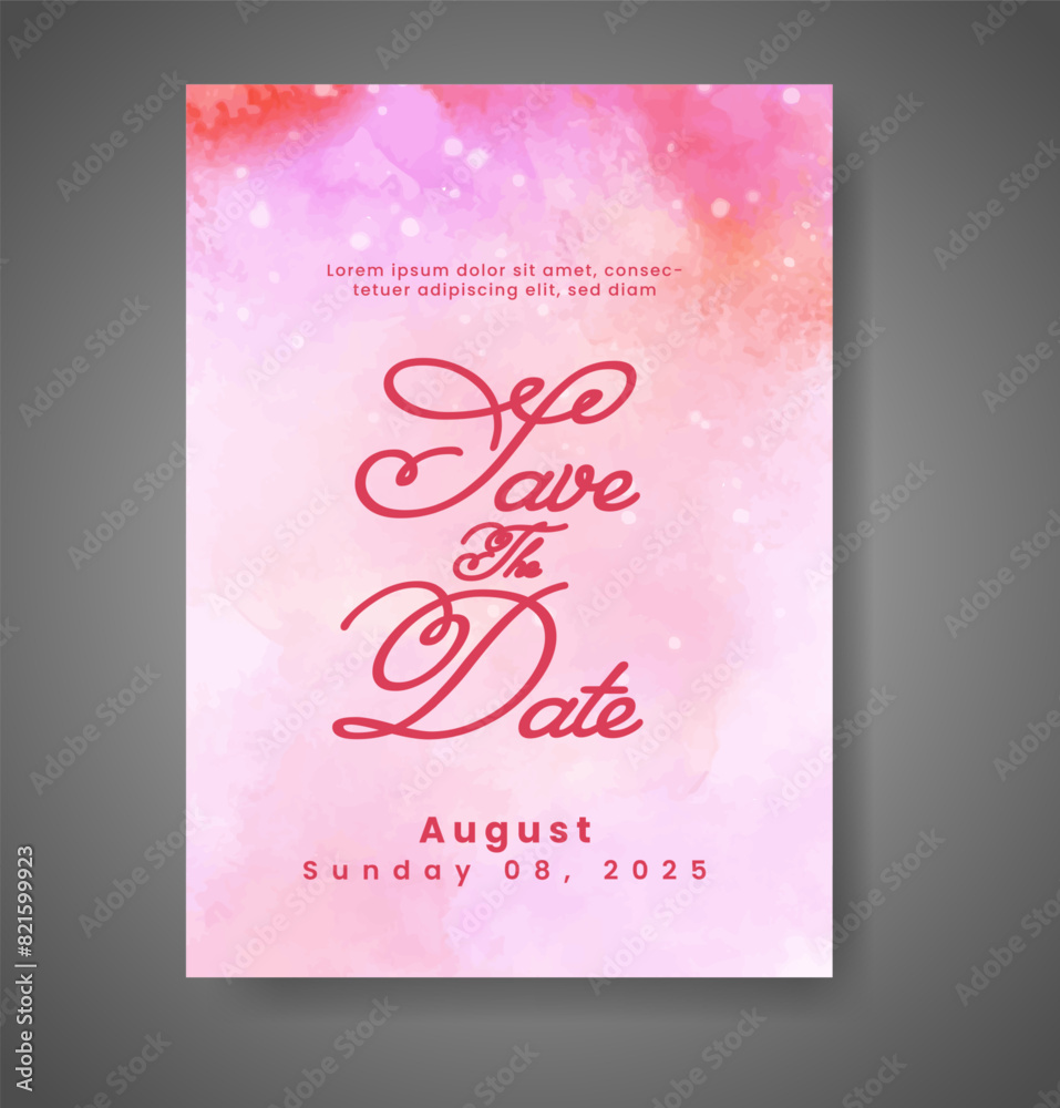 Wedding invitation with abstract watercolor background