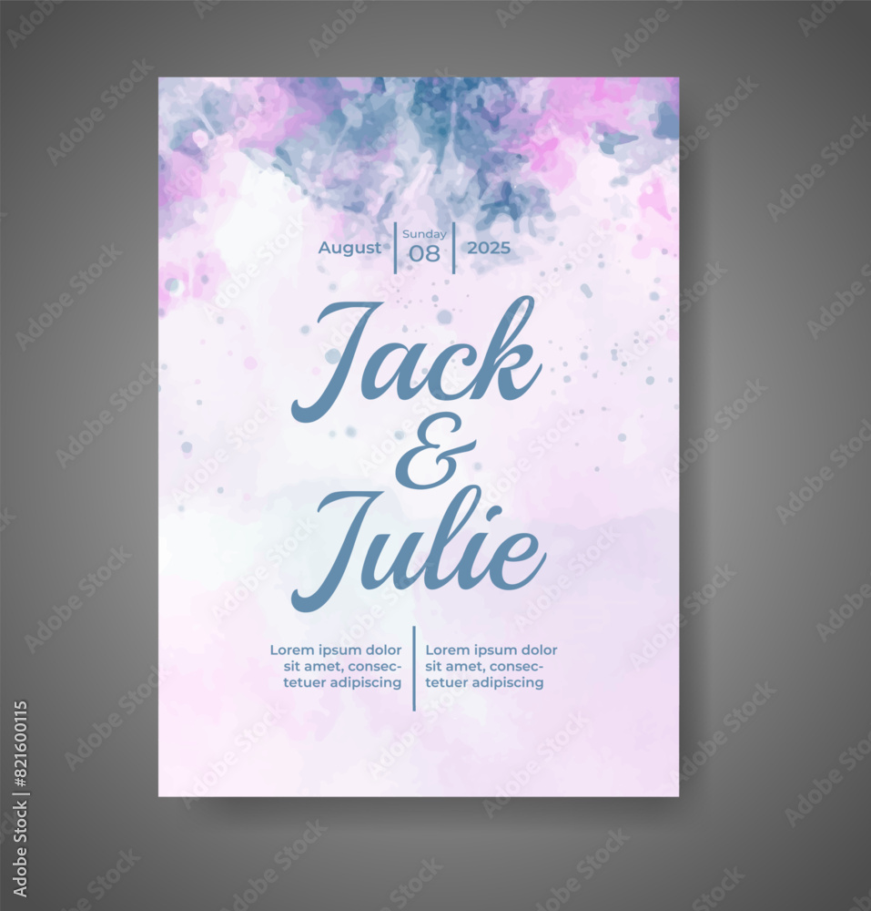 Wedding invitation with abstract watercolor background Wedding invitation with abstract watercolor background