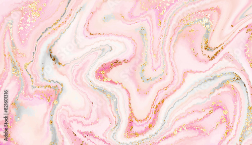 Natural marble stone background design with geode crystal texture and glitter.