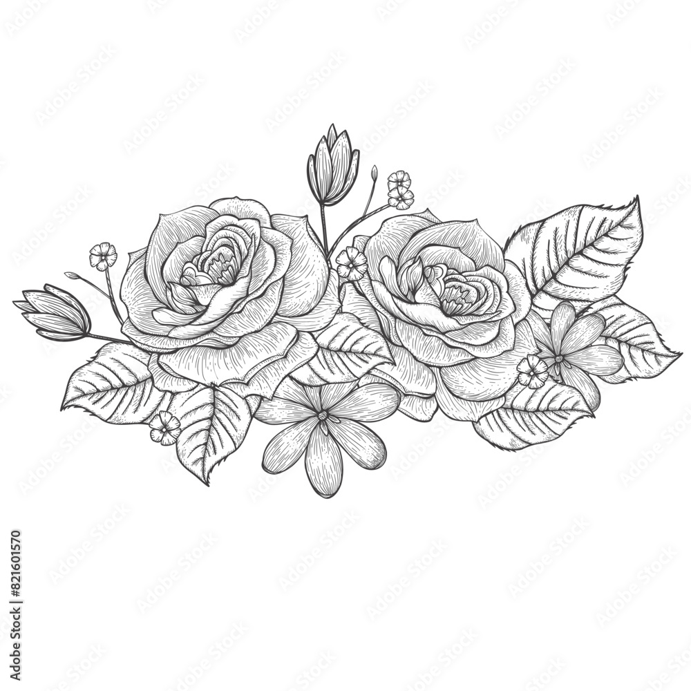 Engraving roses