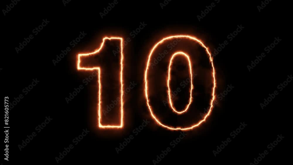 Number 10 fire Animation on a black background. Number 10 fire Animation on a black background.