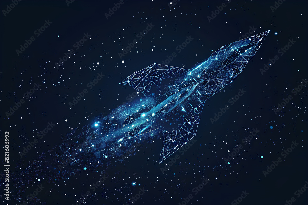 beautiful abstract space rocket in neon universe vector style beautiful abstract space rocket in neon universe vector style