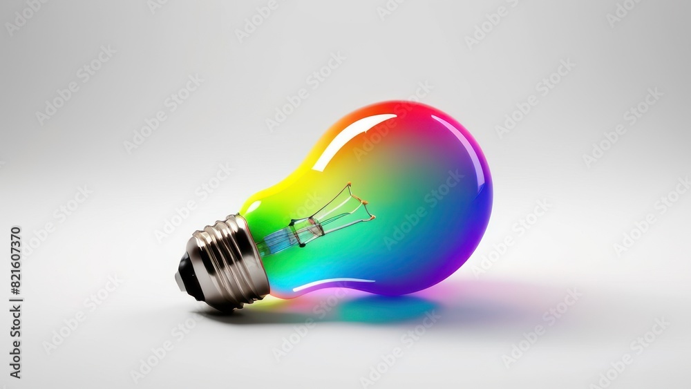 Rainbow gradient light bulb on a smooth white background. Rainbow gradient light bulb on a smooth white background.