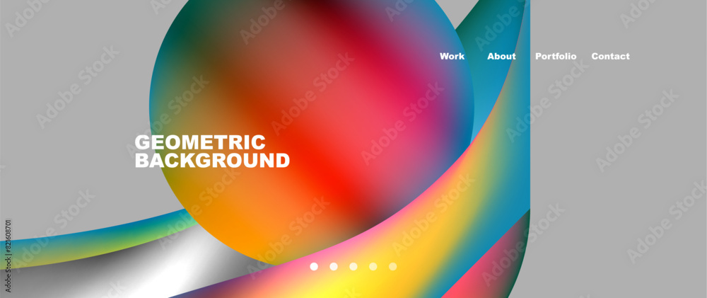 Web page design with geometric elements - circle and wave. Techno art concept. Vector Illustration For Wallpaper, Banner, Background, Card, Book Illustration, landing page