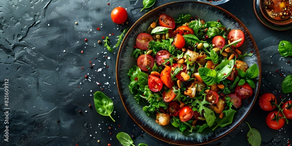 Freshly Harvested Salad Bowl with Vibrant Vegetables and Greens for a Nourishing Homemade Meal