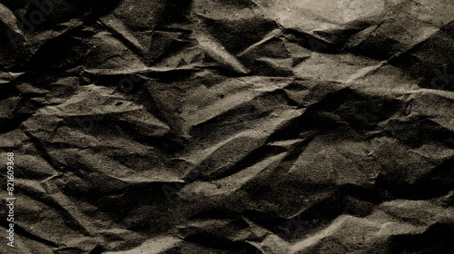 Rough and wrinkled paper texture background with dark gray-brown gradient. For backgrounds, frames, articles, dark scenes.