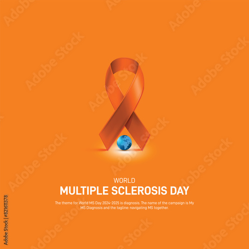 world multiple sclerosis day. world multiple sclerosis day creative banner, poster, social media post, post card, template, background design etc. Awareness ribbon vector illustration.