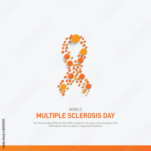 world multiple sclerosis day. world multiple sclerosis day creative banner, poster, social media post, post card, template, background design etc. Awareness ribbon vector illustration.