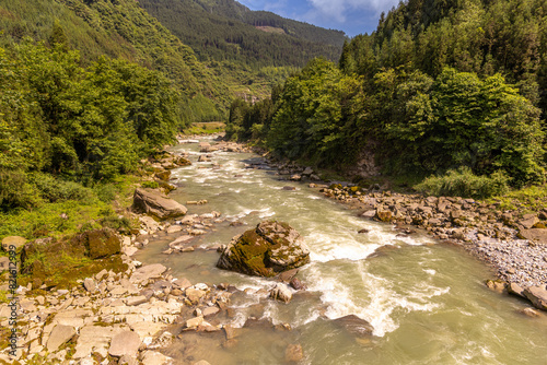 Mountain river nearby Yawu Lake under the Wawu Mountain, in Meishan City of southwest China’s Sichuan Province photo