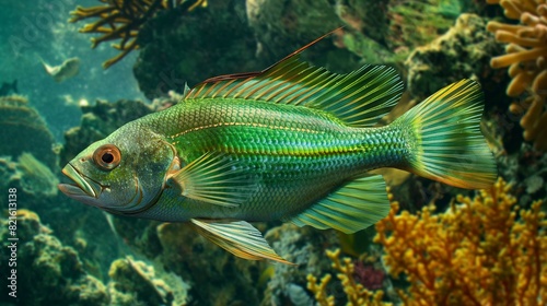 Green Jobfish in Coral Reef