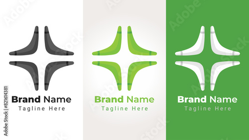 Boomerang Medical Logo, combination of 4 boomerangs arranged to form cross or plus or medical symbol