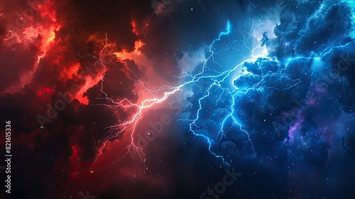 red and blue battle lightning background