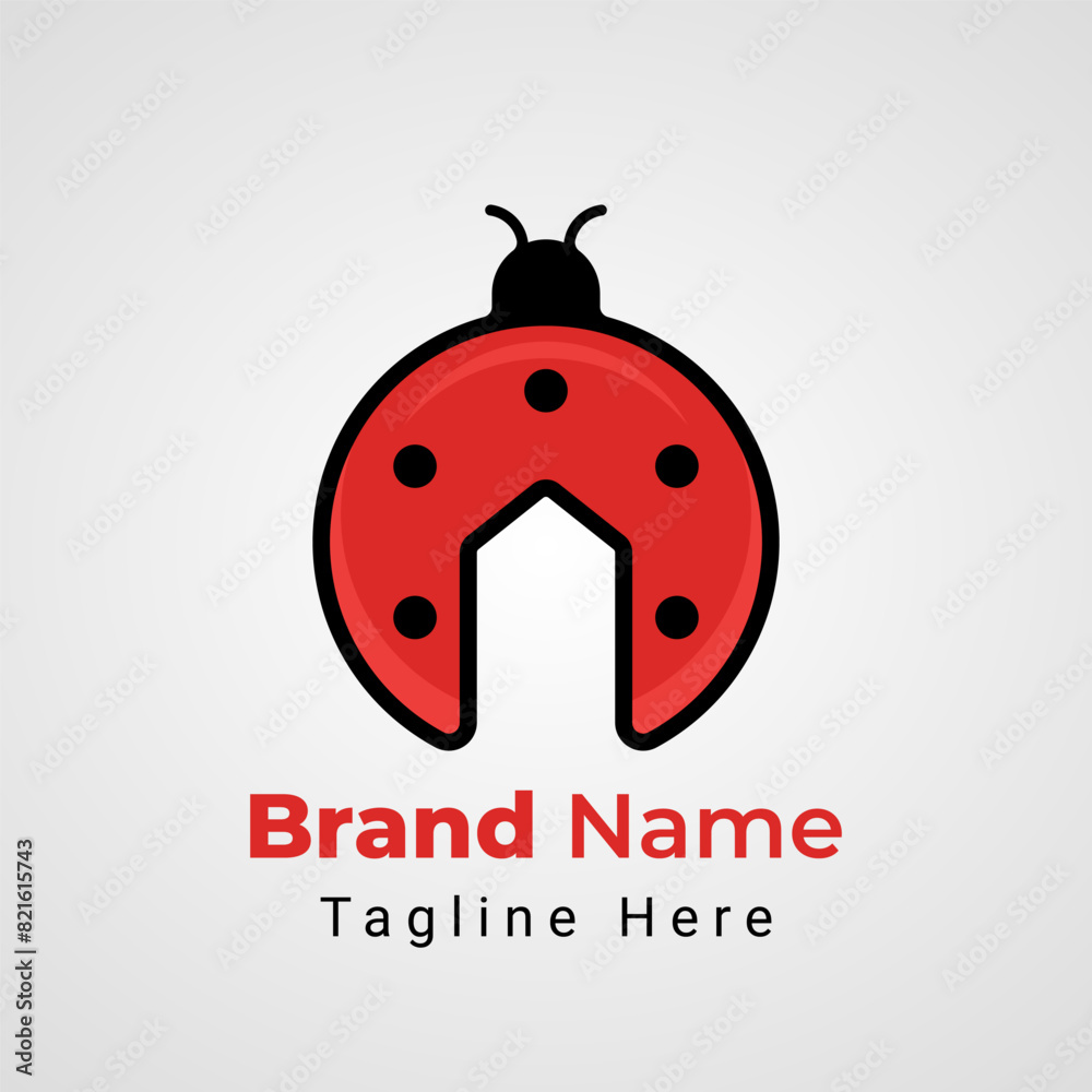 Obraz premium Ladybug Service Logo, combination of Bug insect animal and Wrench