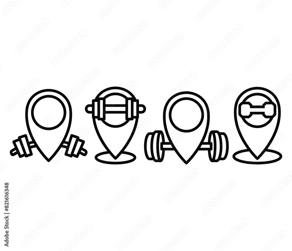gym location map pointer icon vector design simple line black white illustration symbol collections sets gym location map pointer icon vector design simple line black white illustration symbol collections sets