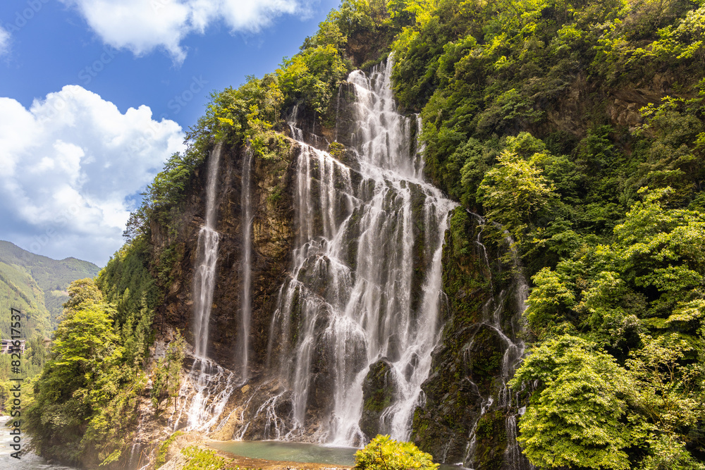 Fototapeta premium Yanyuan waterfall, in Meishan City of southwest China’s Sichuan Province