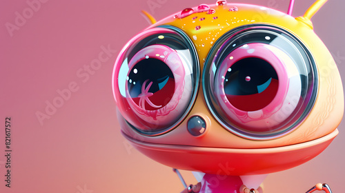 Wallpaper Mural A cartoonish face with red eyes and pink lips Torontodigital.ca